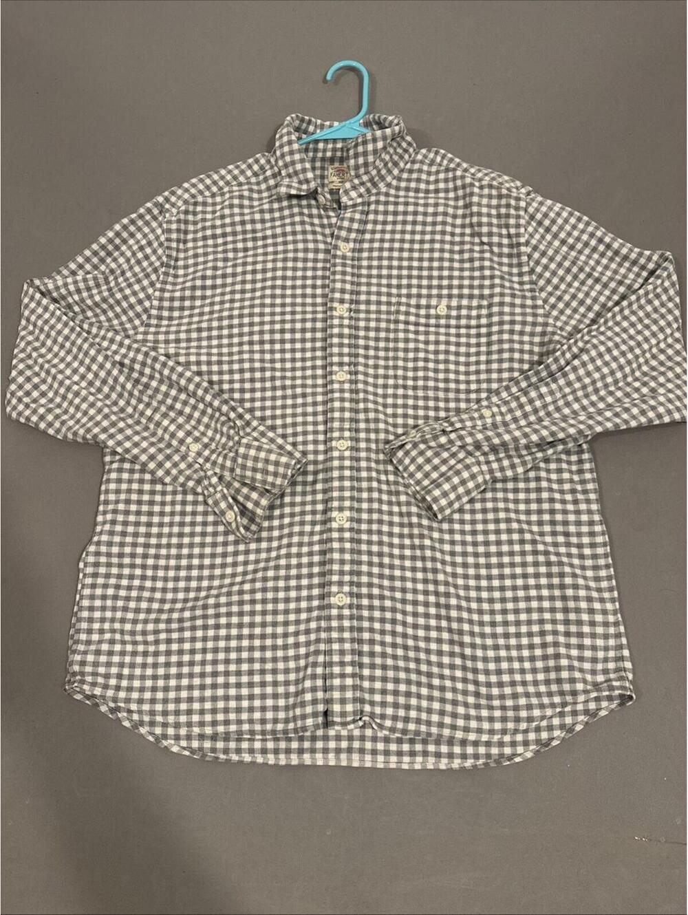 Faherty Flannel Pullover Mens XL Black Plaid Long Sleeve Button Up Lumberjack